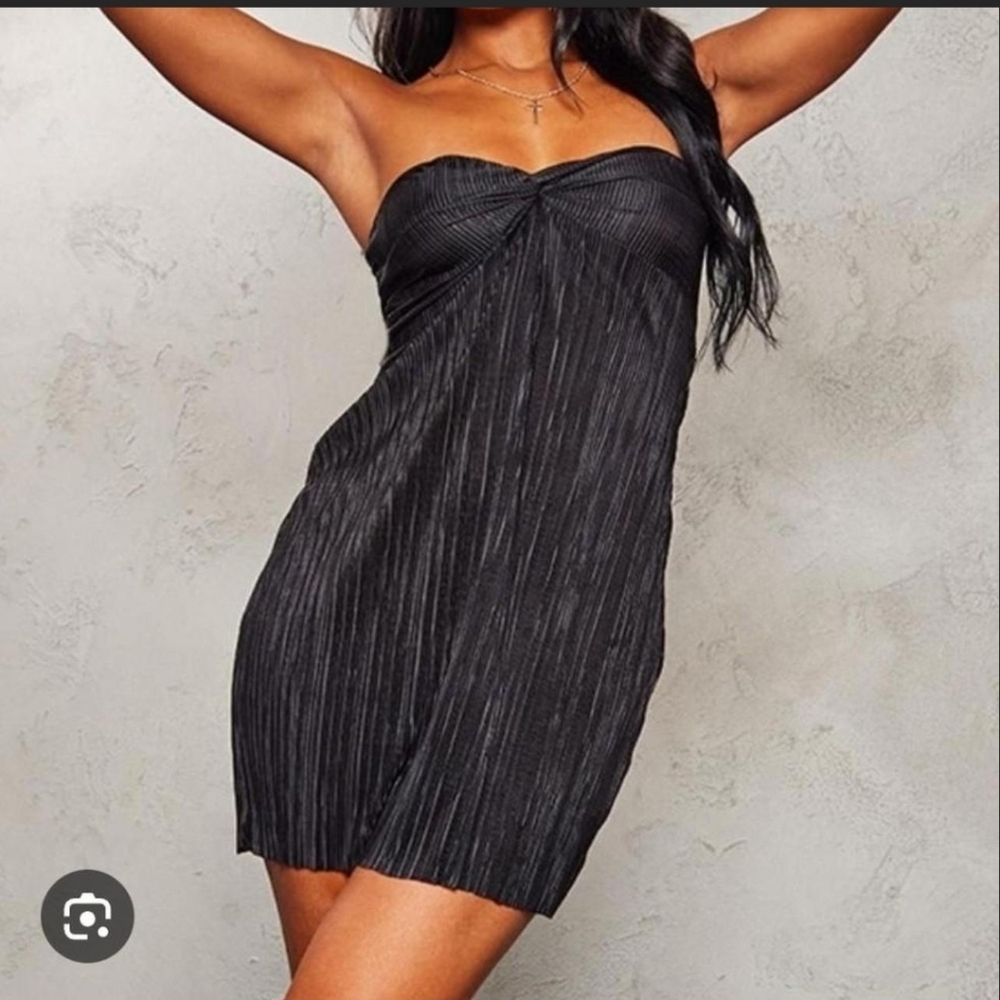 Size 2 Or 4 Black Strapless Babydoll Dress Party Cocktail Holiday Stretchy Mini